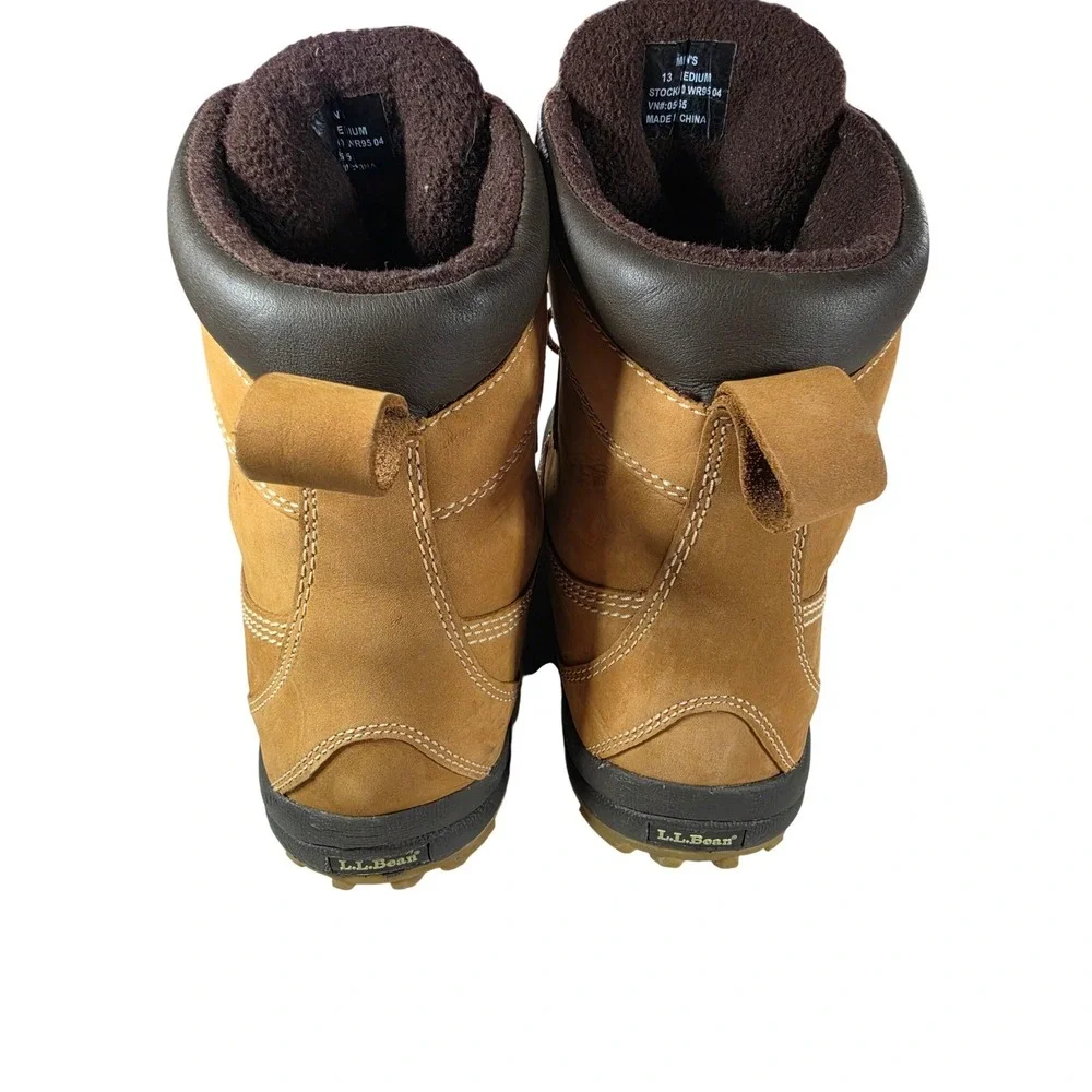 LL Bean Mens Storm Chaser Boots WR95 04 Brown Tan Leather Rubber Duck Boots 13 M
